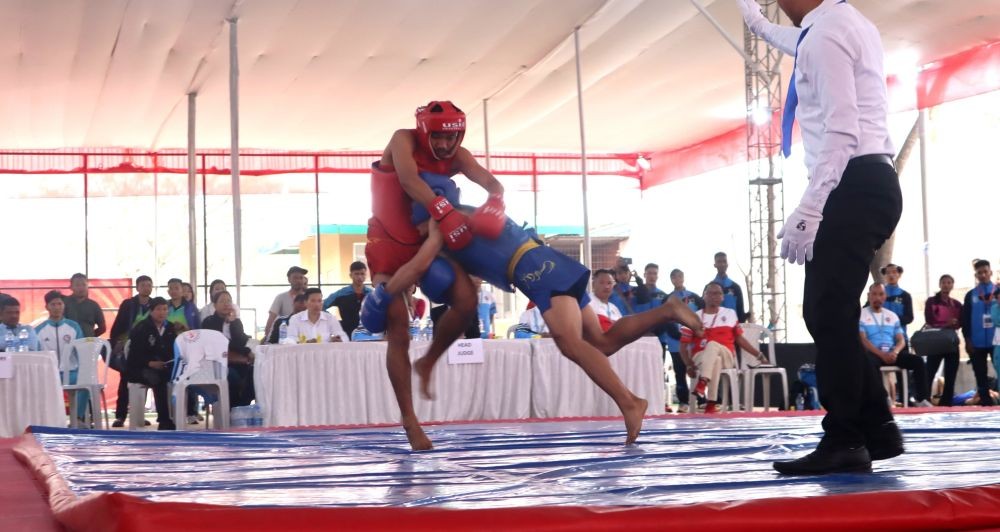 A file photo of Nagaland Wushu players seen in action for Sanda event at Chümoukedima.